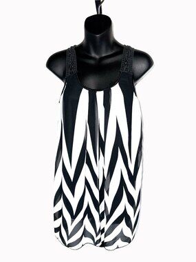 Via Vai Black & White Striped Blouse Size Oversized Large